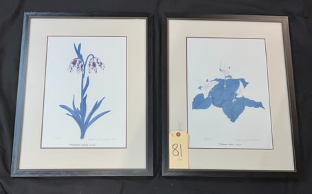 2 PC SIGNED CATHERINE W. LIMITED EDITION BOTANICAL PRINTS.