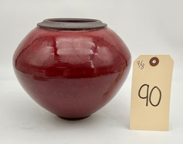 SIGNED OXBLOOD ART POTTERY VASE