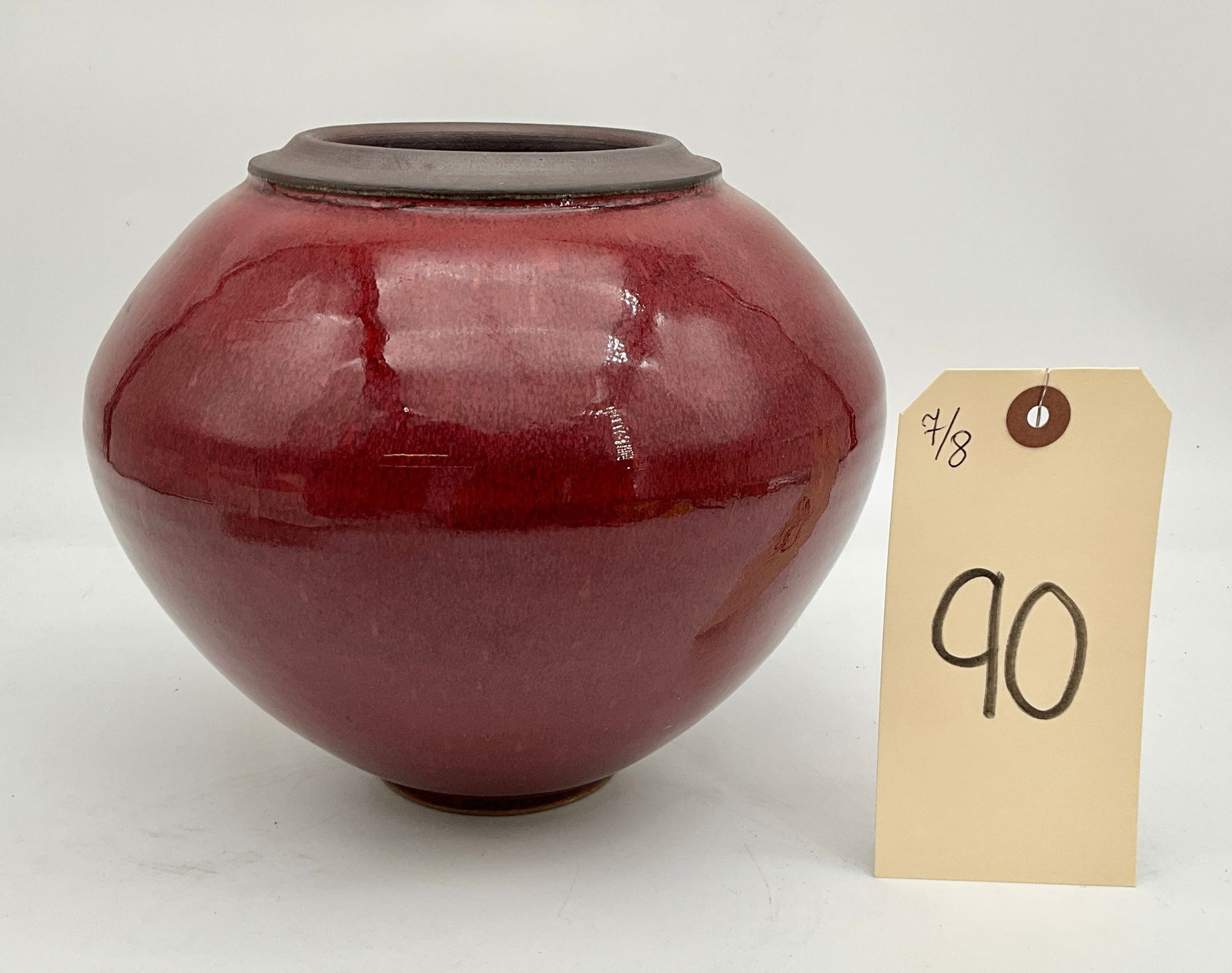 SIGNED OXBLOOD ART POTTERY VASE (1 of 3)