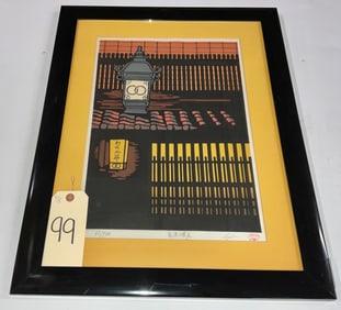 SIGNED KATSUYUKI NISHIJIMA LIMITED EDITION WOODBLOCK PRINT IN FRAME.