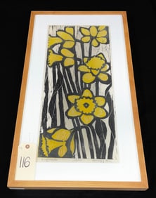 SIGNED PENNY ROSS LIMITED EDITION PRINT ENTITLED "DAFFODILS".