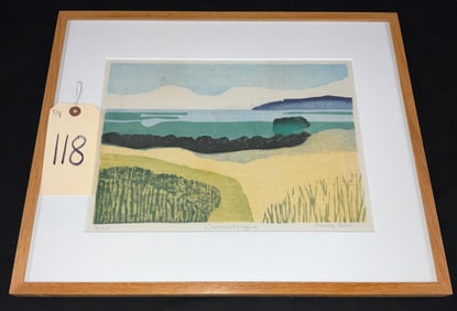 PENNY ROSS SIGNED LIMITED EDITION PRINT ENTITLED "CHINCOTEAQUE" IN FRAME.