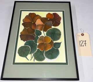KATHERINE KYRUMSKAS SIGNED ORIGINAL DRAWING ARTWORK ENTITLED "MASTURTIUM", FRAMED AND MATTE