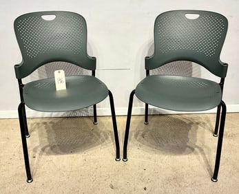 TWO PIECE HERMAN MILLER CAPER ROLLING STACKING CHAIRS