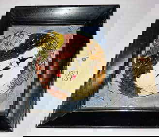 VINTAGE MOOSAID TILE ART IN FRAME.