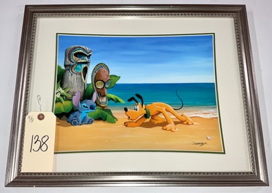 DOUG BOLLY "SUSPICIOUS TIKI" PICTURE IN FRAME.