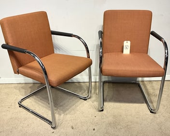 PAIR OF VITRA VISASOFT VISAVIS MID CENTURY ARM CHAIRS.