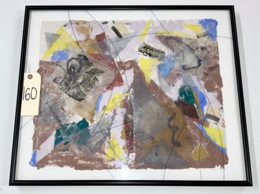 JANE ECCLES SIGNED HANDMADE PAPER "AMARANTH" WITH ENGRAVING IN FRAME.