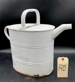 VINTAGE FRENCH ENAMELWARE WATERING CAN.