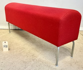 IKEA POST MODERN PASTILL WOOL RED UPHOLSTERED BENCH.