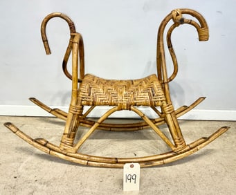 FRANCO ALBINI STYLE RATTAN ROCKING HORSE.
