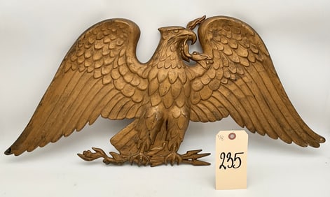 BRASS WALL HANGING EAGLE WITH ARROWS AND OLIVE BRANCHES PLAQUE.