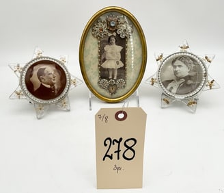 3 PC VINTAGE MCKINLEY AND MORE VINTAGE PHOTOGRAPHS IN FRAMES.