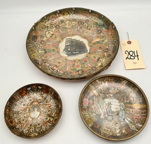 3 PC VINTAGE HOBBY CRAFT CIGAR BAND BOWLS.