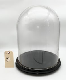 VINTAGE 17"H GLASS DOME, 13" DIAMETER.