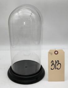 VINTAGE 11"H GLASS DOME, 6" DIAMETER.