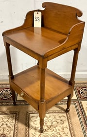 VINTAGE PINE ONE DRAWER WASH STAND WITH DOVETAILED BACKSPLASH.