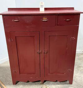 VINTAGE PAINTED OAK 2 DOOR JAM CUPBOARD.