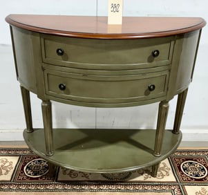 PIER 1 IMPORTS MARCELLA STYLE 2 DRAWER HALF MOON CONSOLE CABINET.