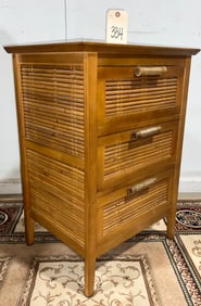 PIER 2 IMPORTS BAMBOO LINE THREE DRAWER STAND.