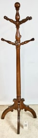 VINTAGE 60" MAHOGANY COAT RACK.