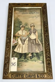 VINTAGE CURTIS DAVIS & CO WELCOME SOAP ADVERTISING SIGN.