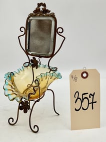 VICTORIAN MIRRORED ART GLASS RING/JEWLERY STAND.