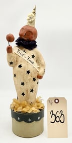PAPER MACHE TRICK OR TREAT JACK-O-LANTERN TRICK OR TREAT FIGURE BY NICOL SAYRE.