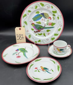 CHASE PARROTS OF PARADISE DECORATED PORCELAIN CHINA.