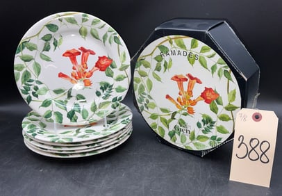 RAMADESE GEIN FRANCE 6 PC ASSIETTES DECORATED DESERT PLATES.