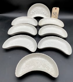 8 PC P-V FRANCE DECORATED CRESCENT PLATES.