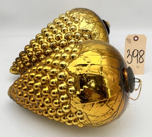 LARGE VINTAGE KUGEL MIDWEST HEAVY GLASS ORNAMENTS.