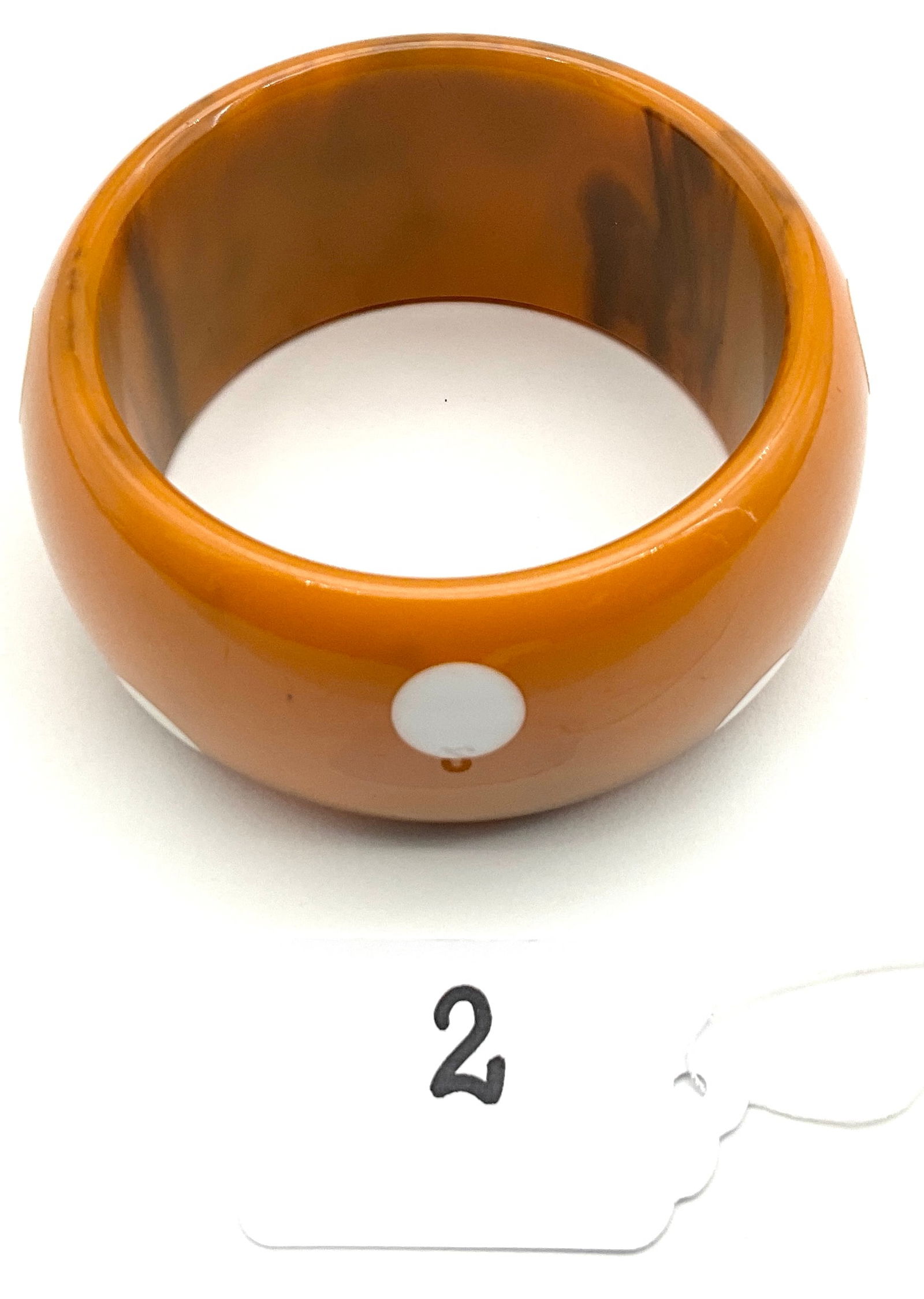 Vintage Bakelite Bangle Bracelet with White Polka Dots (1 of 4)