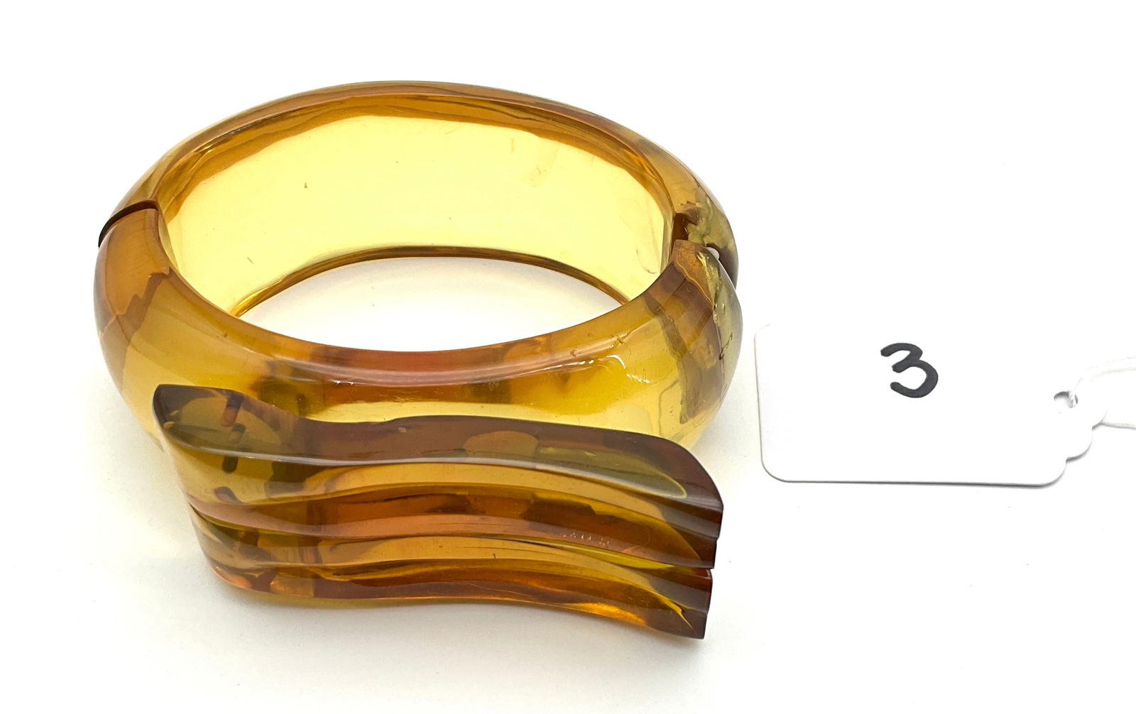 Vintage Bakelite Hinged Bracelet in Amber Hue (1 of 5)