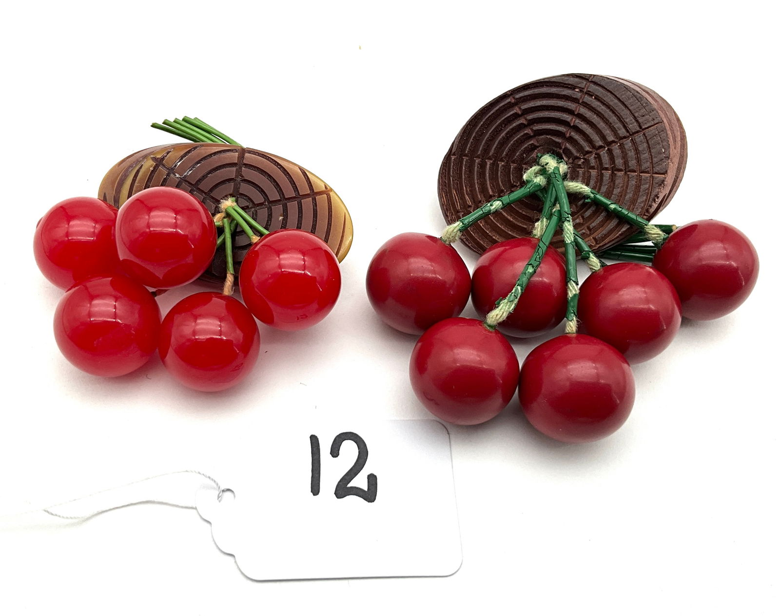 Vintage Bakelite Cherry Brooches, Lot of Two (1 of 5)