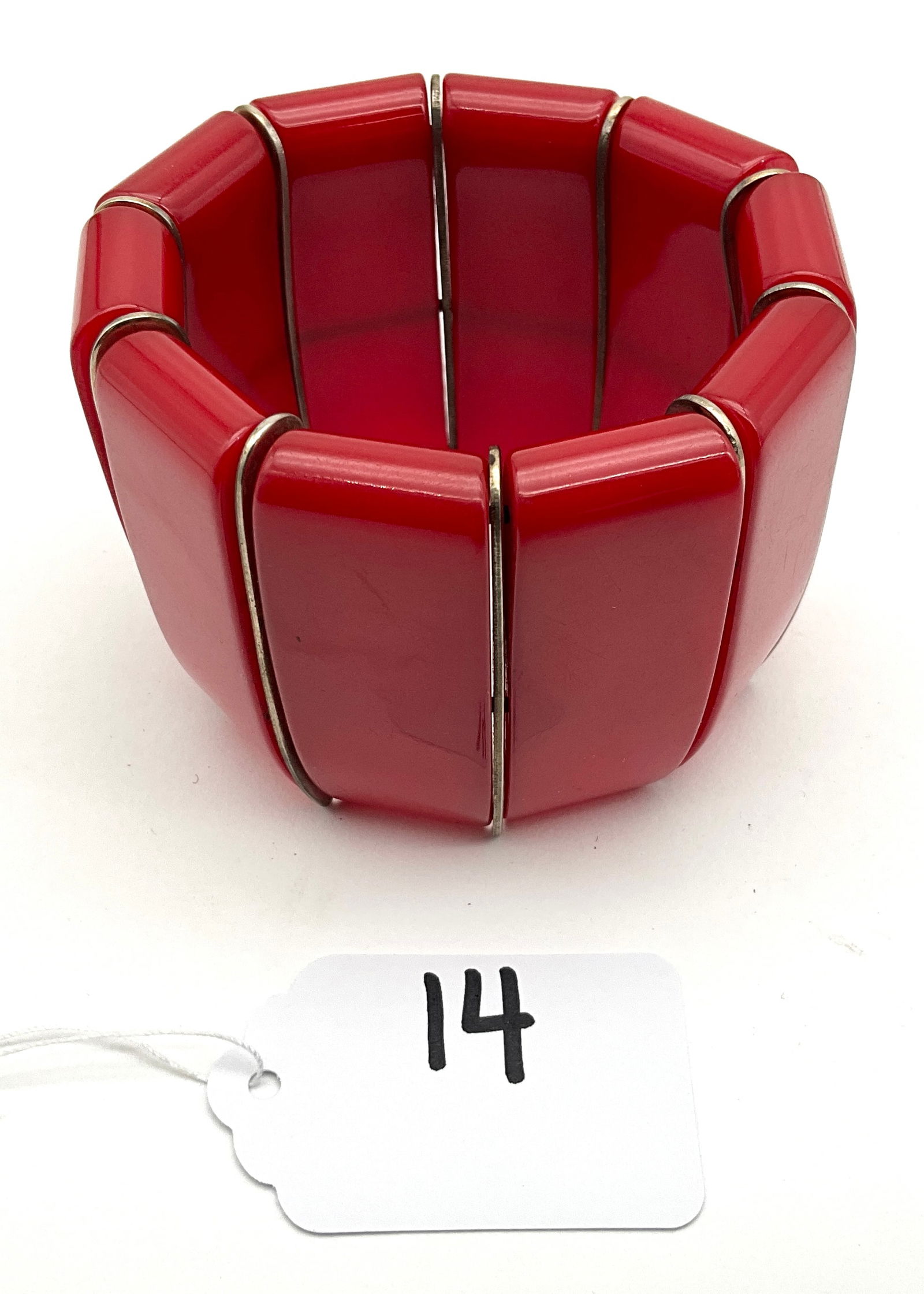 Vintage Red Bakelite Bracelet With Elastic Band (1 of 4)