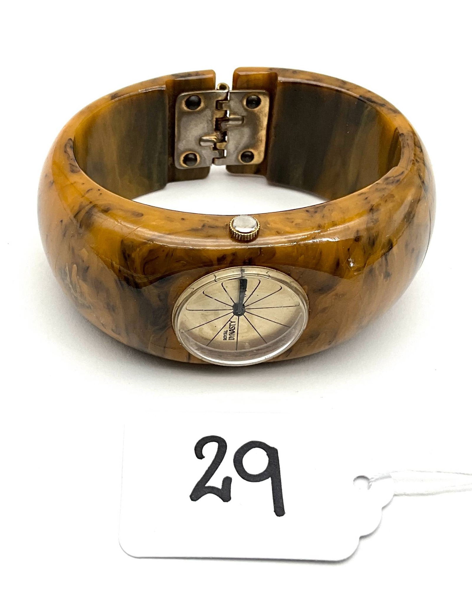 Vintage Bakelite Hinged Bracelet Watch with Dynasty Dial (1 of 5)