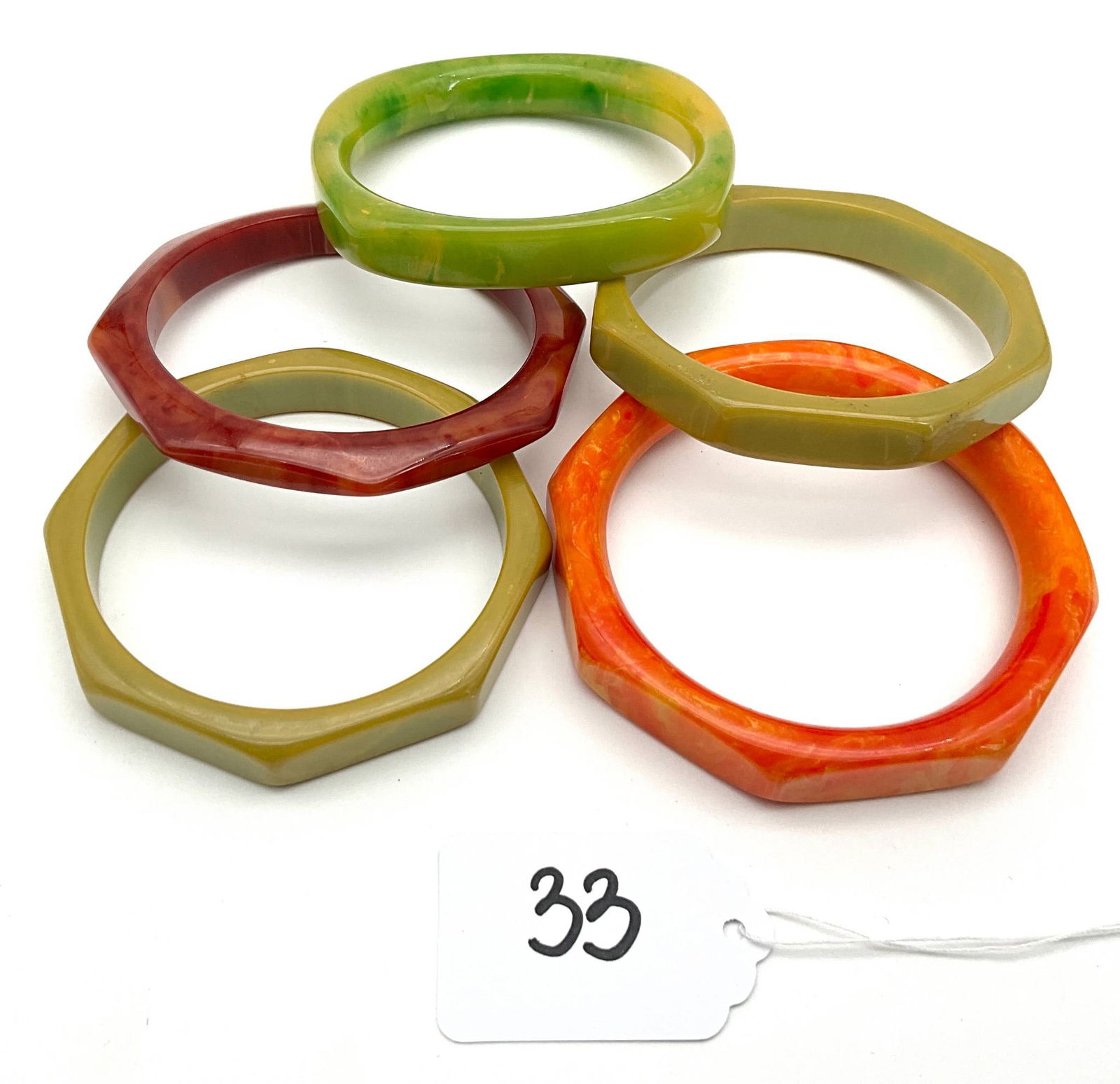 Vintage Bakelite Bracelets in Multicolored Octagonal Designs (1 of 3)