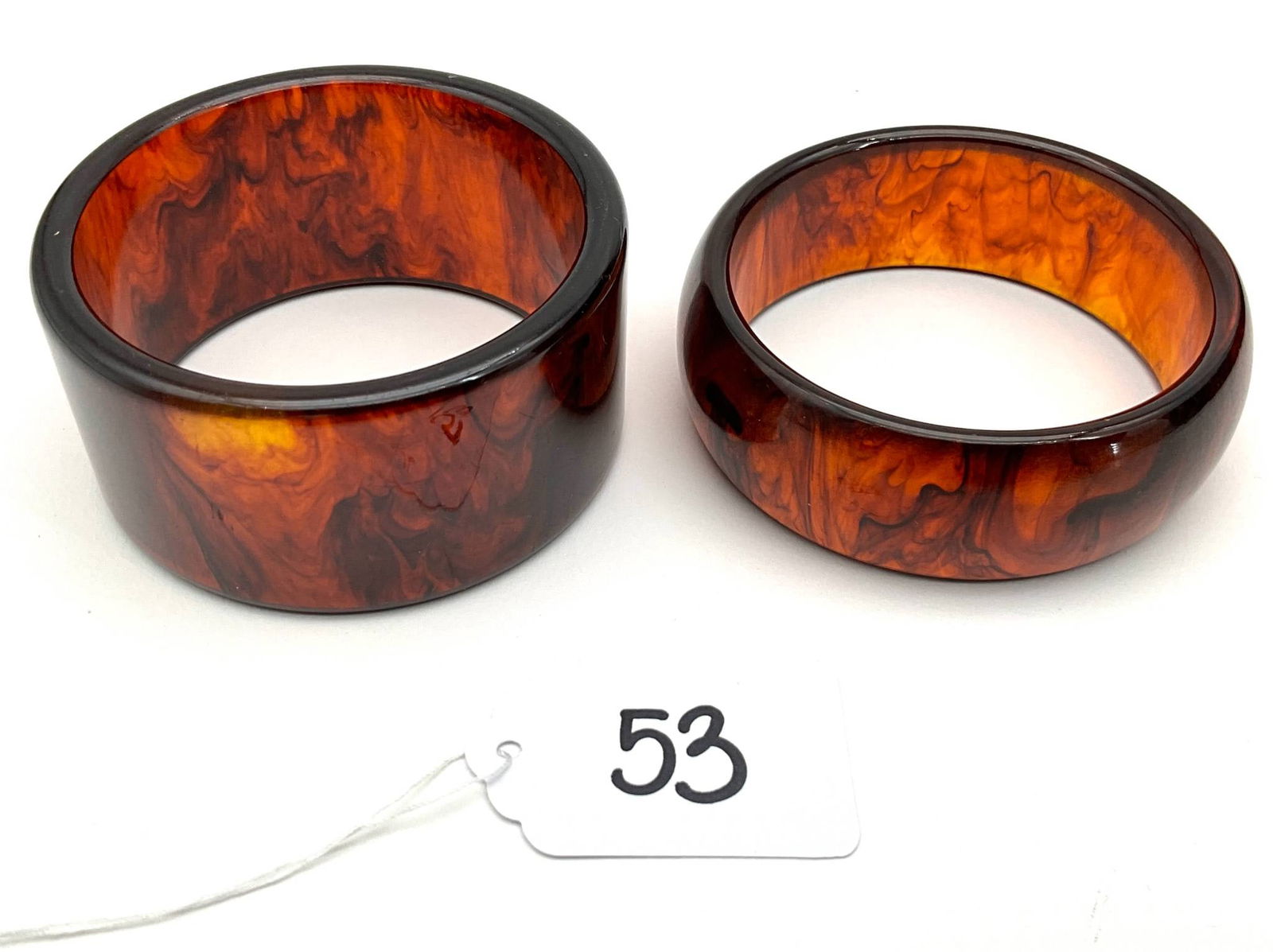 Bakelite Bracelets with Marbled Amber Design (1 of 2)