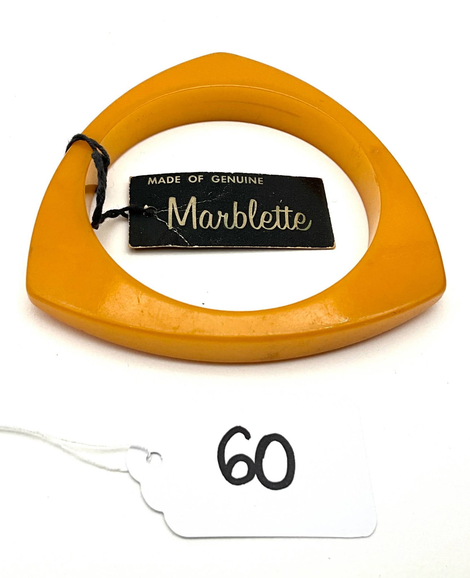 Vintage Marbled Bakelite Bangle Bracelet with Marblette Tag (1 of 3)