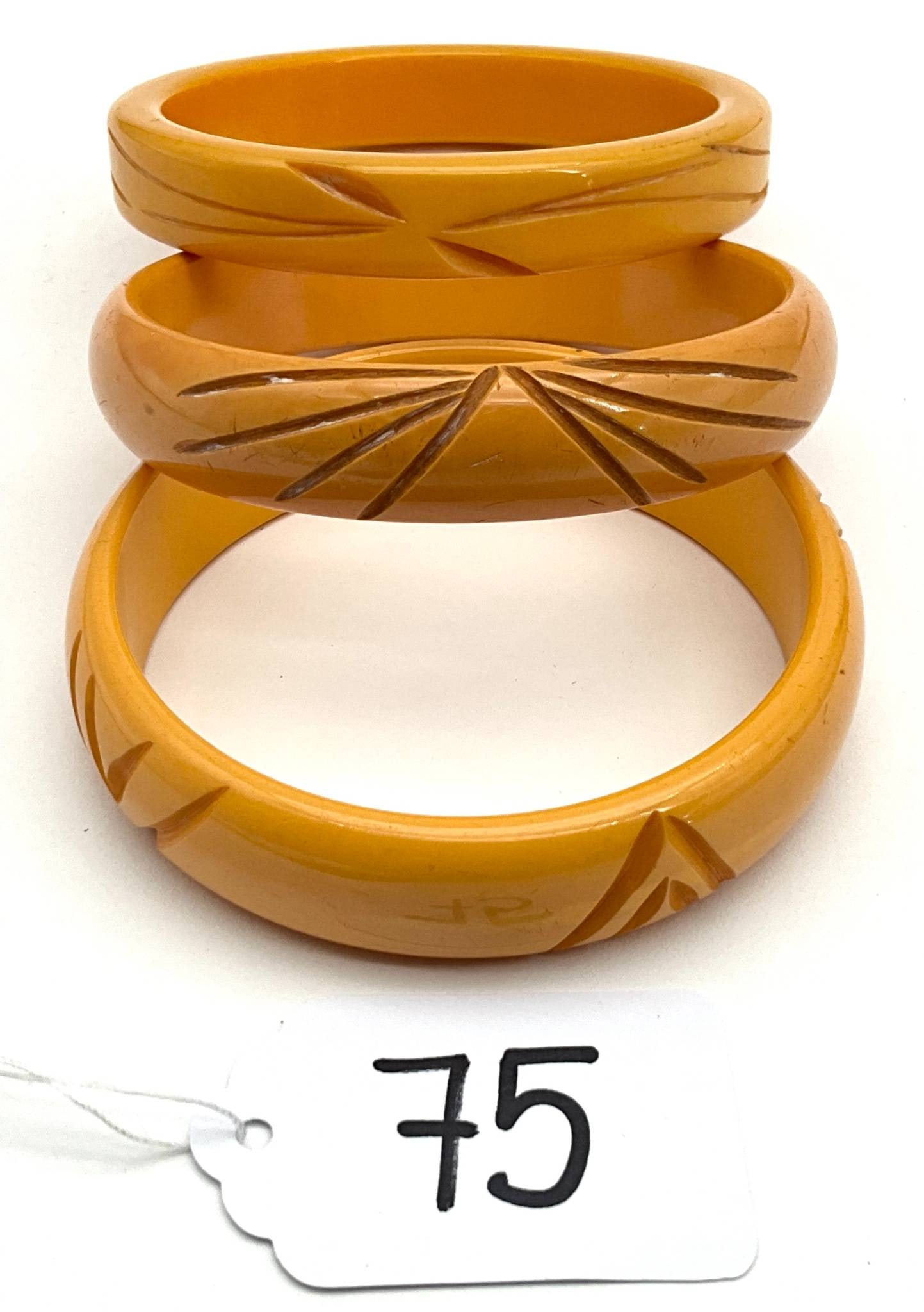 Three Carved Bakelite Bangles, 2.5-Inch Diameter (1 of 2)