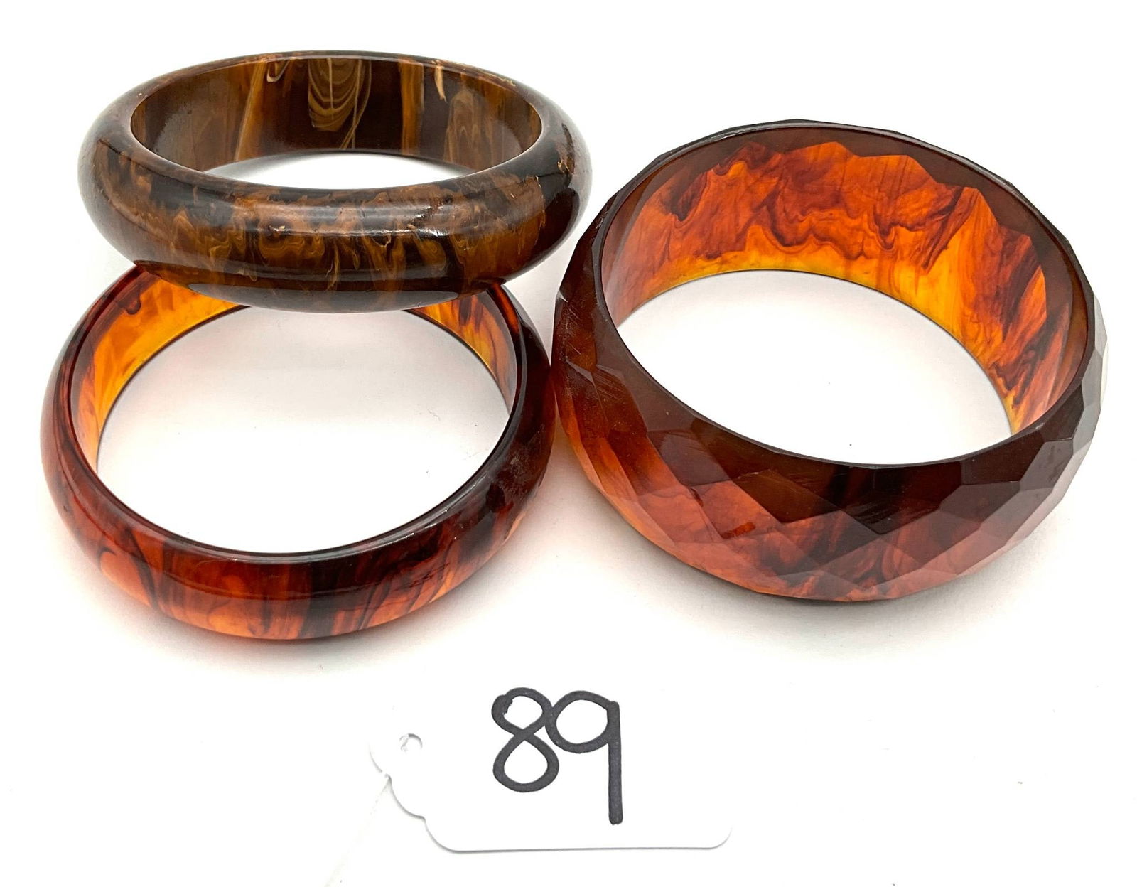 Vintage Bakelite Bangle Bracelets in Amber Tones, Set of 3 (1 of 3)