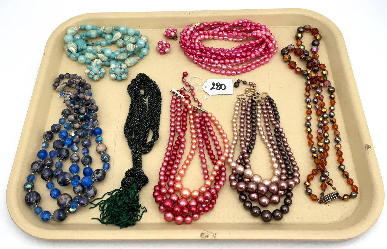 Multi-Strand Beaded Necklaces and Clip-On Earrings (1 of 6)
