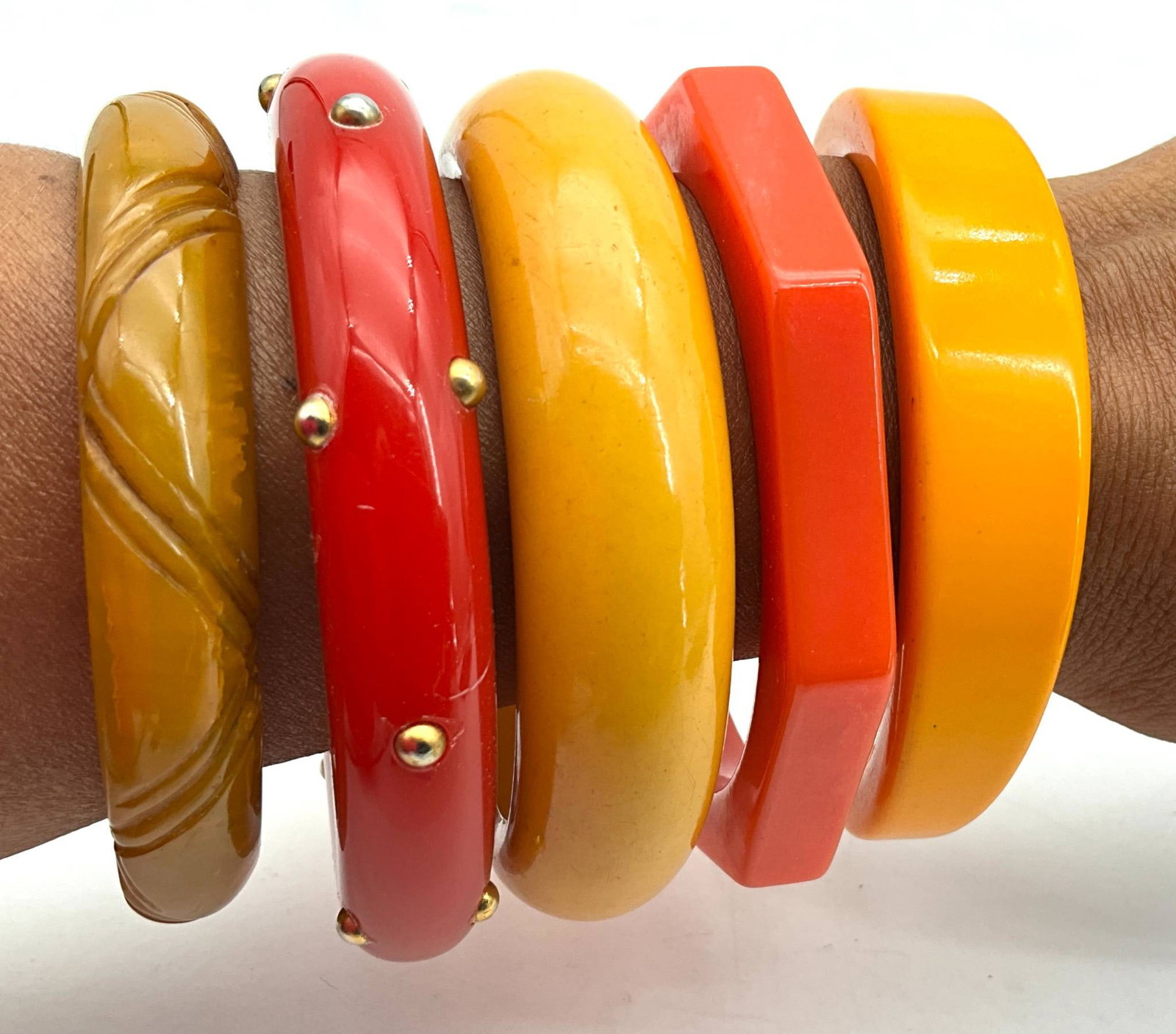 Vintage Bakelite Bangle Bracelets in Assorted Colors and Shapes (1 of 2)
