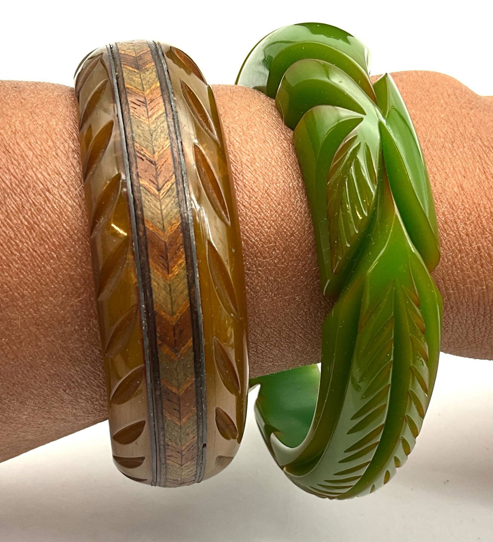 Two Carved Bakelite Bracelets, 2.5-Inch Diameter, Sold Individually (1 of 4)