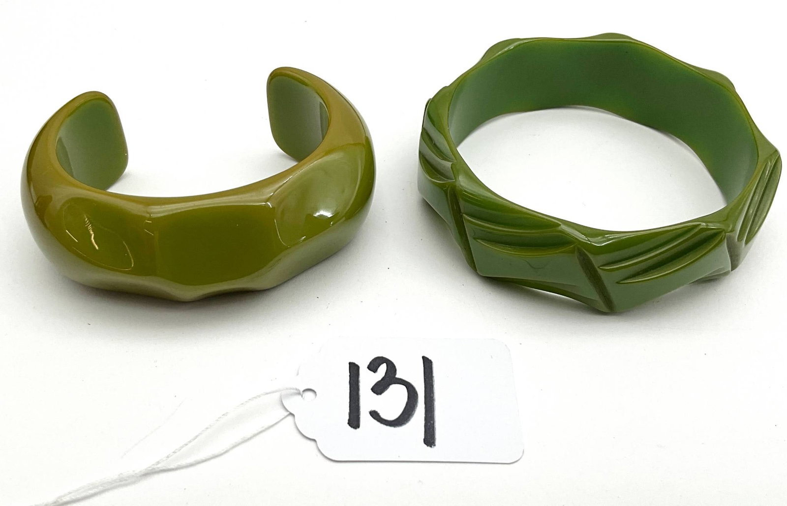 Green Bakelite Bracelets, 1 Inch Wide Each (1 of 2)