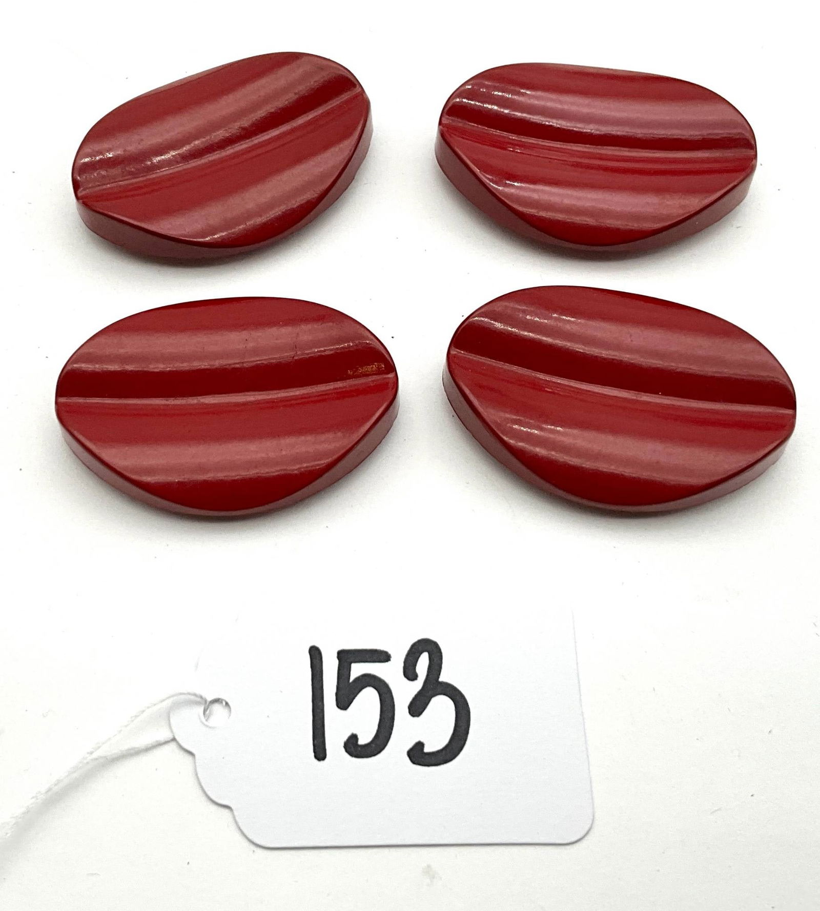 Vintage Bakelite Buttons with Red Striped Design (1 of 2)