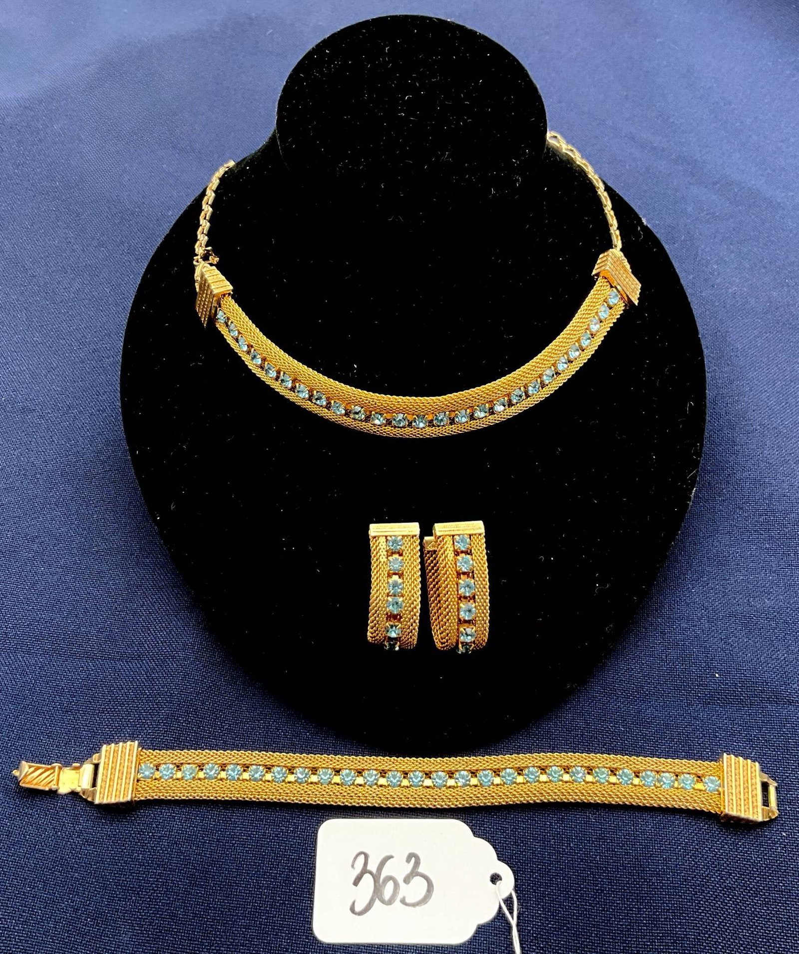 Gold-Tone Necklace, Bracelet, and Earring Set Marked SA.C (1 of 4)