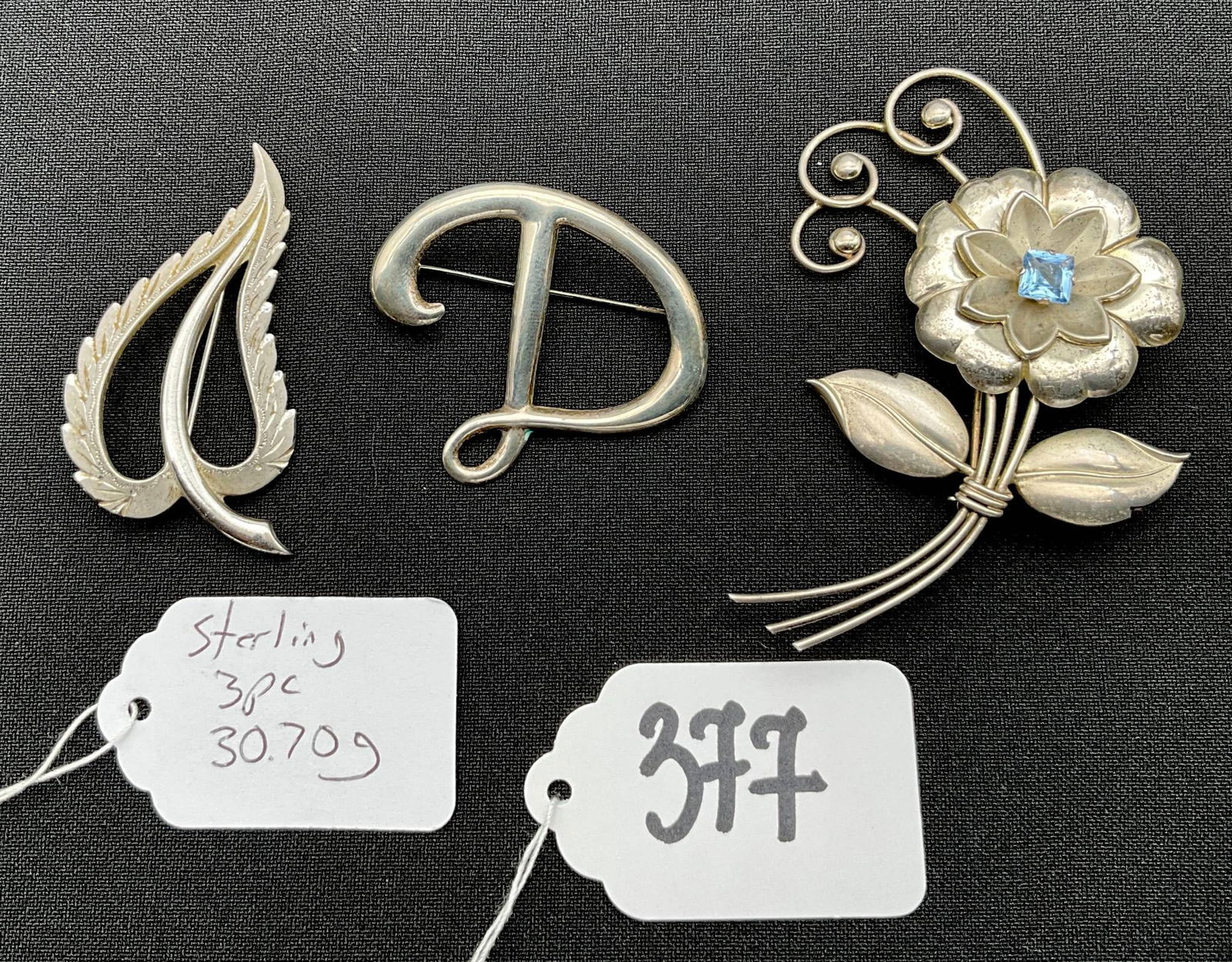Sterling Silver Brooches, 3-Piece Lot, Total Weight 30.70 Grams (1 of 4)