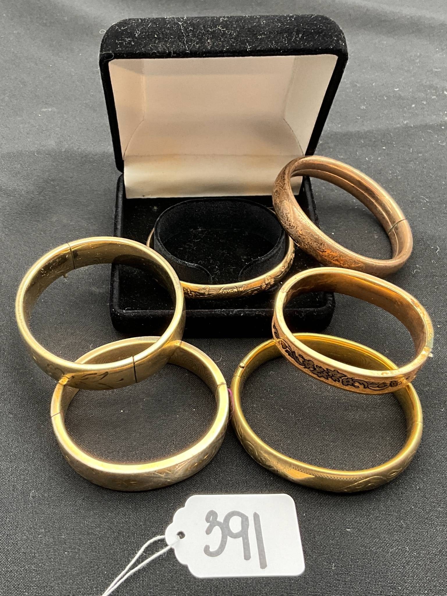 Vintage Gold-Filled Bangle Bracelets with Various Designs (1 of 4)